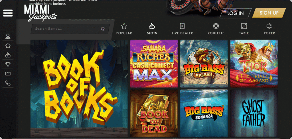 Miami Jackpots Casino Slots Lobby