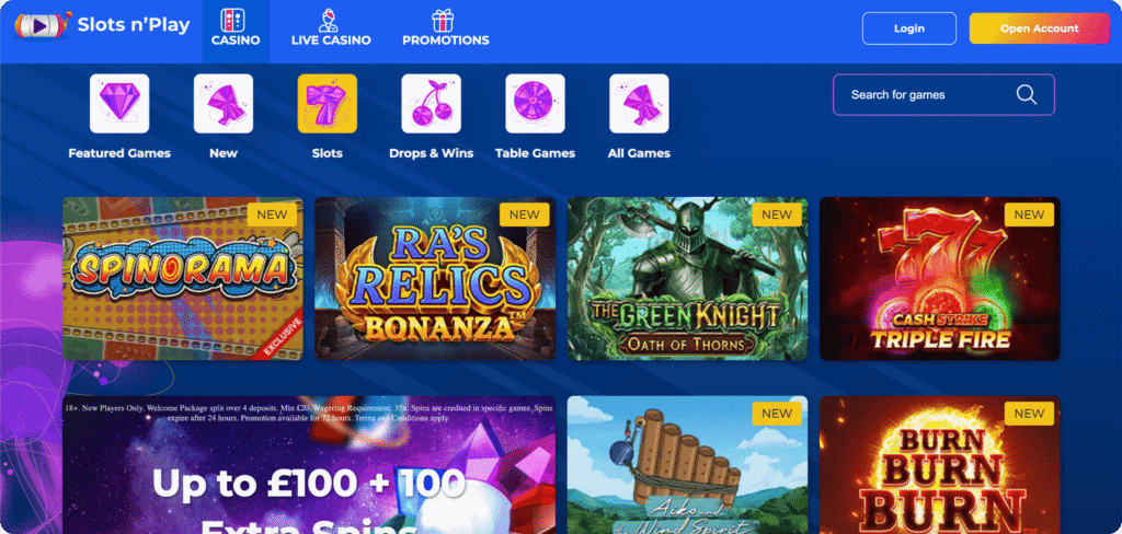 Slots n'Play Casino Slots Lobby
