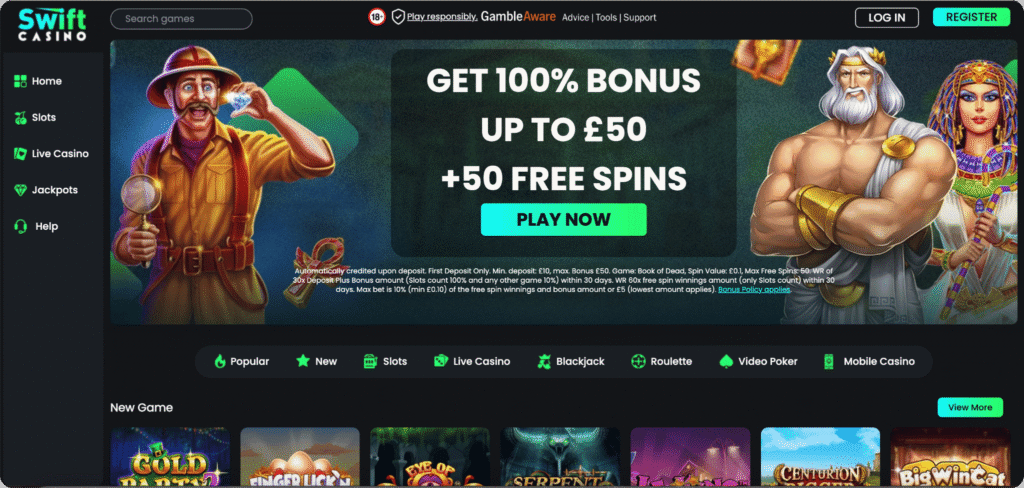 Swift Casino Homepage