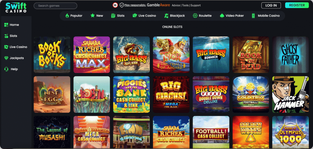 Swift Casino Slots Lobby