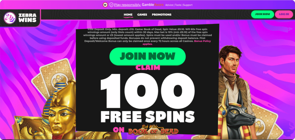 Zebra Wins Casino Homepage