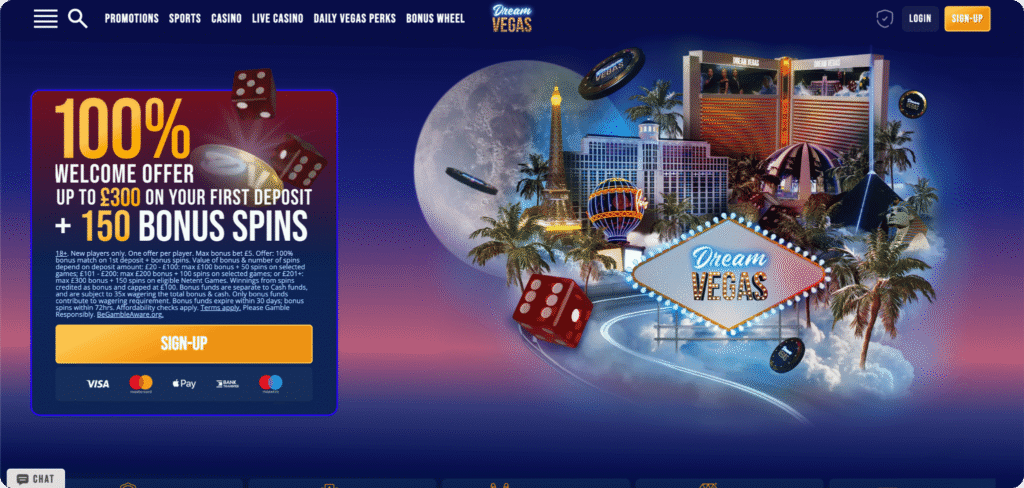 Dream Vegas Casino Homepage