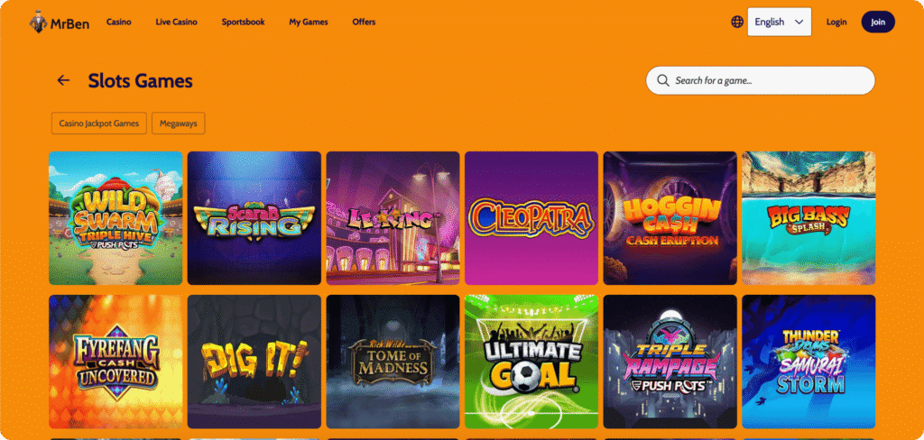 MrBen Casino slots lobby