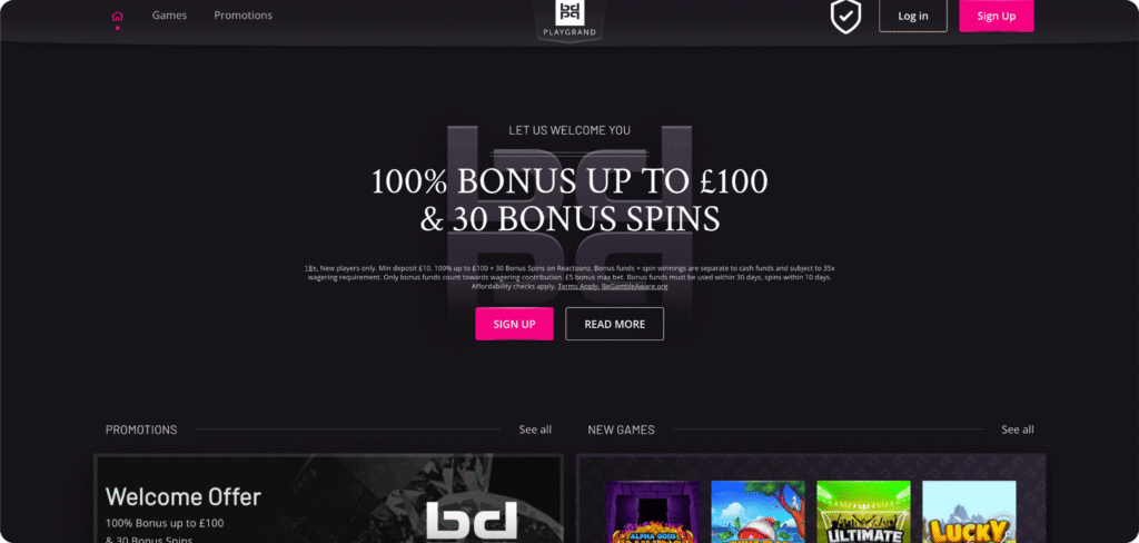PlayGrand Casino homepage