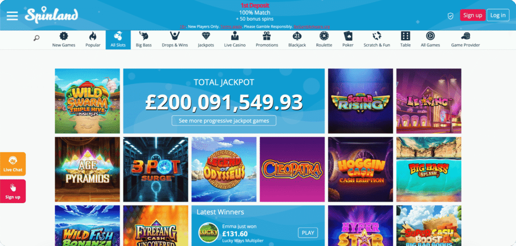 Spinland Casino Slots Lobby