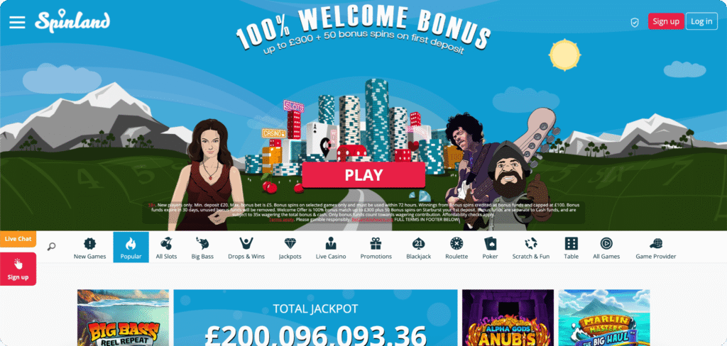 Spinland Casino homepage