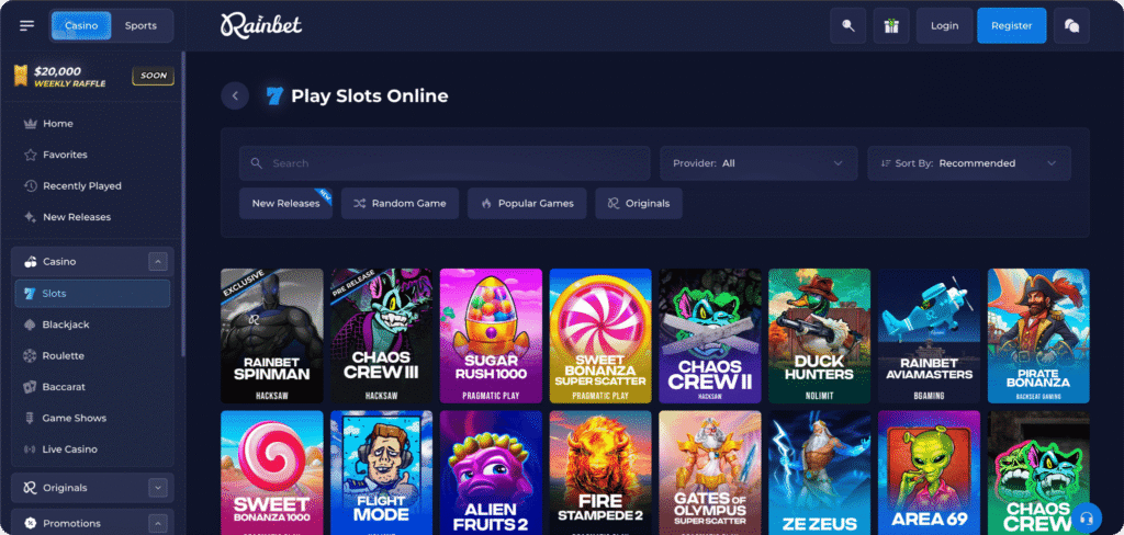 Rainbet Casino Slots Lobby