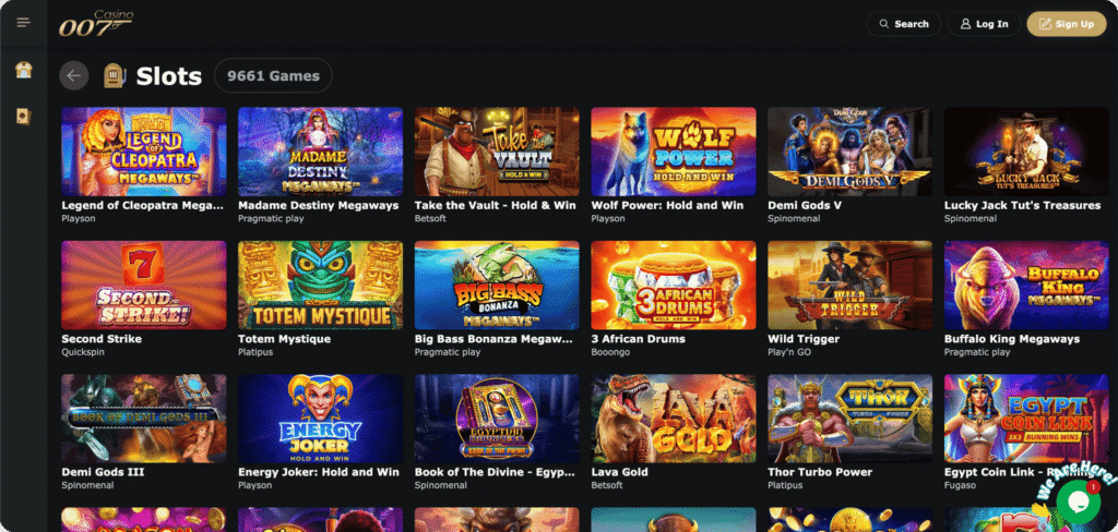 Casino 007 slots lobby