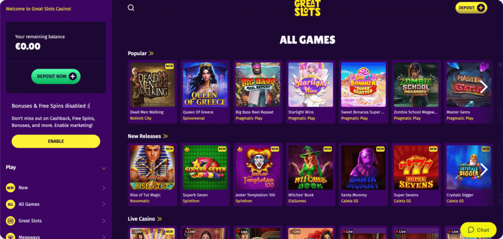 Great Slots Casino Slots Lobby