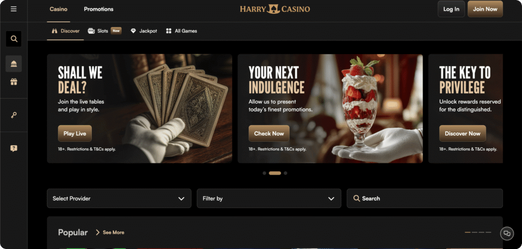 Harry Casino Homepage