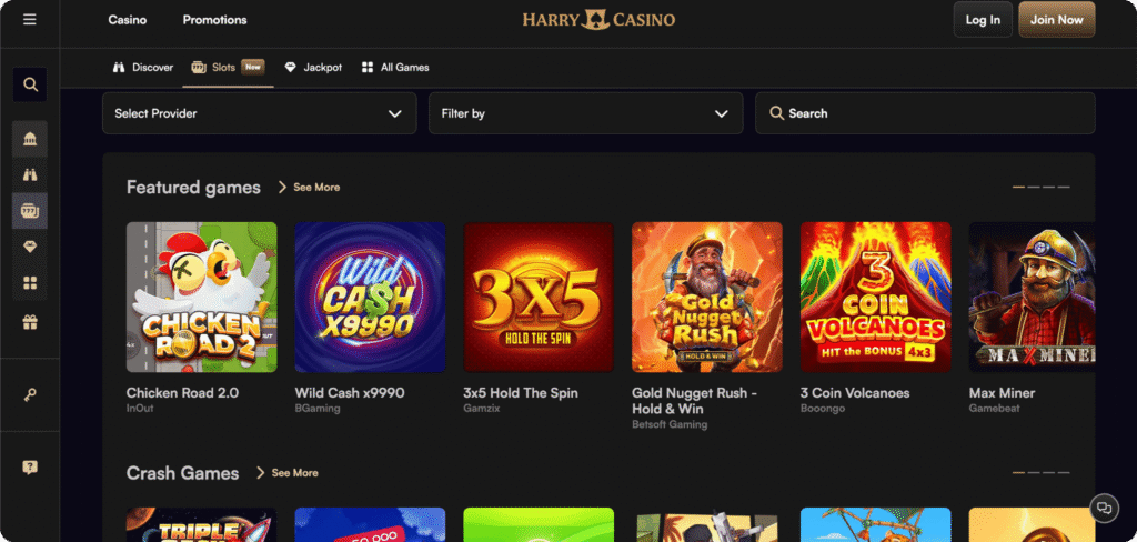 Harry Casino Slots Lobby