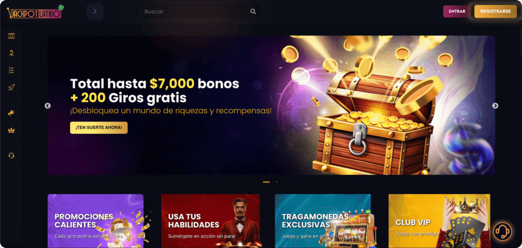 Jackpot Latino Casino homepage