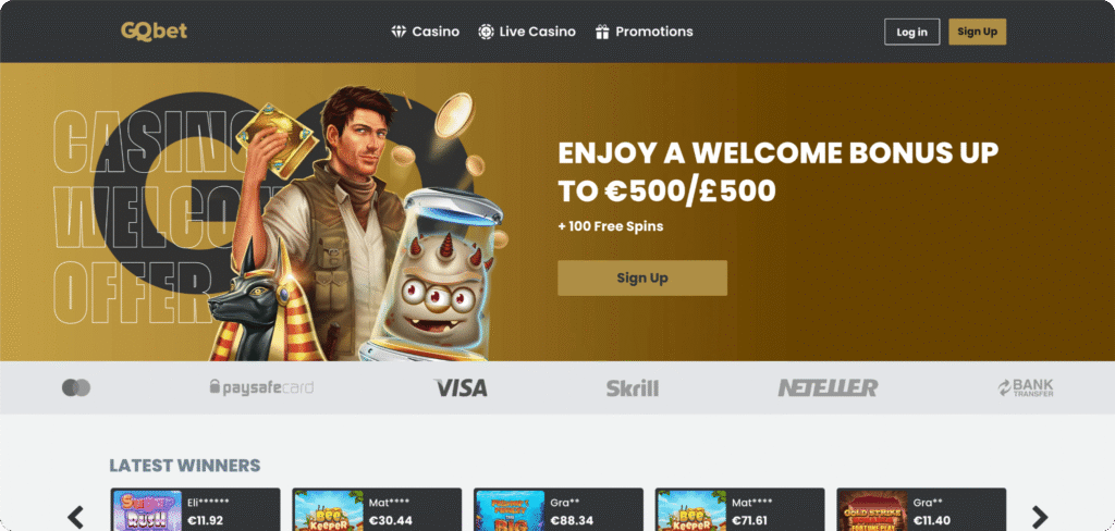 GQBet Casino Homepage